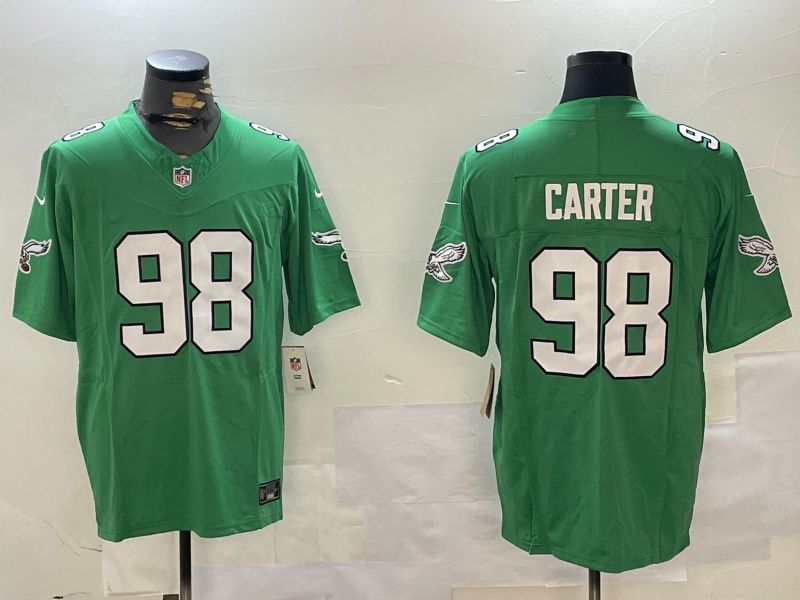 Men Philadelphia Eagles #98 Carter Green Throwback 2024 Nike Vapor Limited NFL Jersey style 1